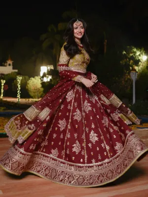 Embroidered Bridal Lehenga Choli and Dupatta Dress