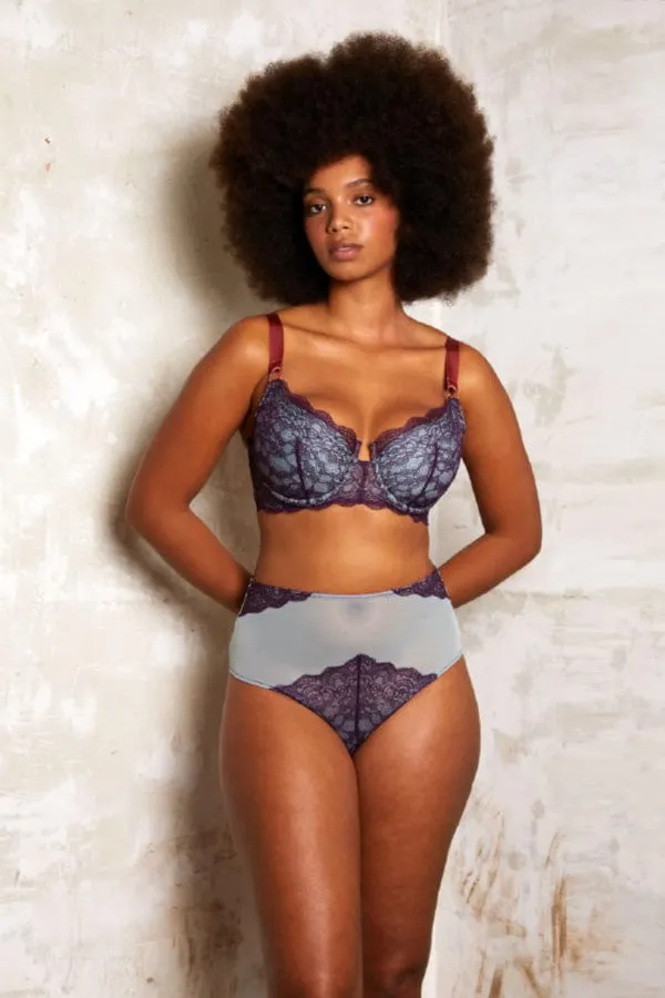 Enid Lace Balconette Bra- Deep Purple