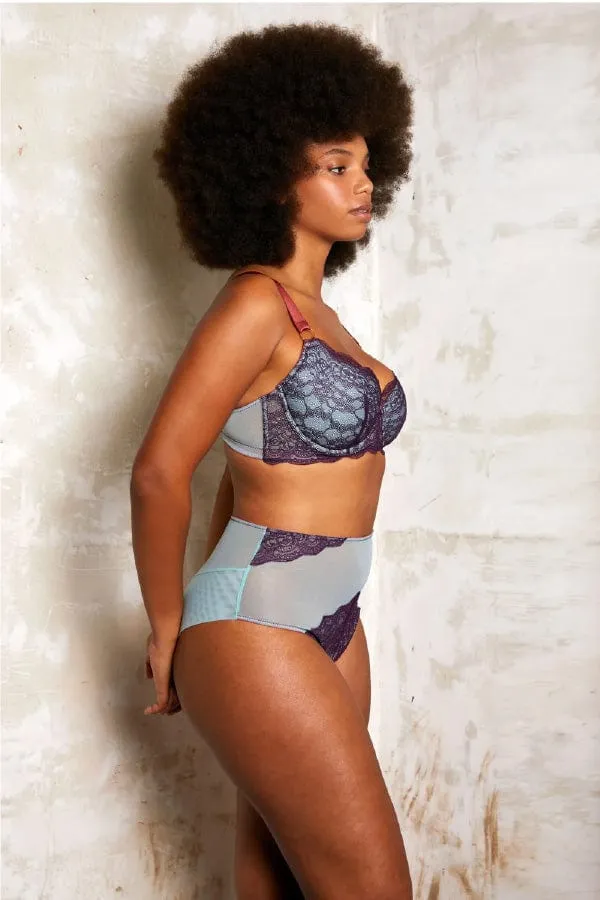 Enid Lace Balconette Bra- Deep Purple