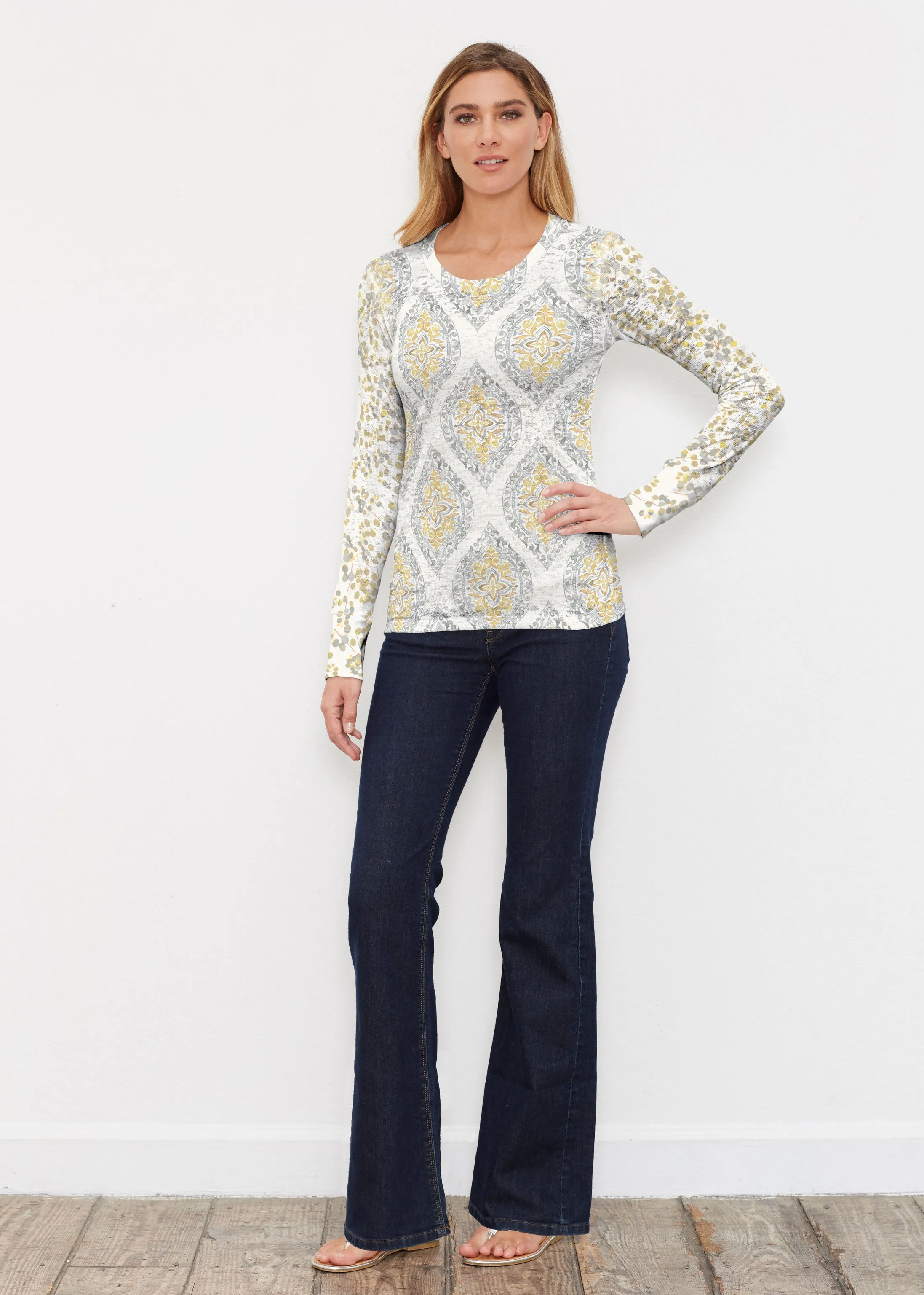 Etched Motif (8014) ~ Thermal Long Sleeve Crew Shirt