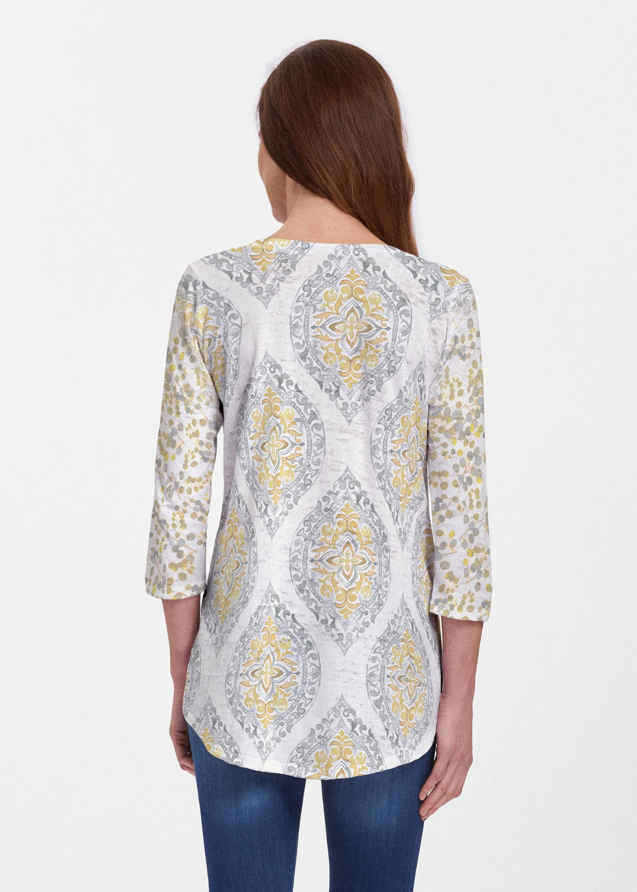 Etched Motif (8014) ~ V-neck Flowy Tunic
