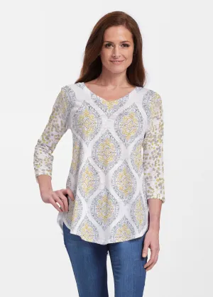 Etched Motif (8014) ~ V-neck Flowy Tunic