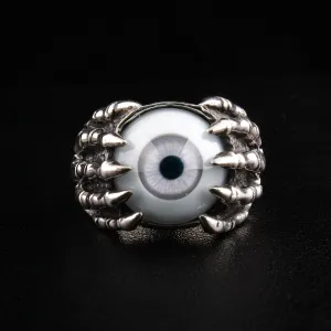 Evil Eyeball Sterling Silver Claw Gothic Ring