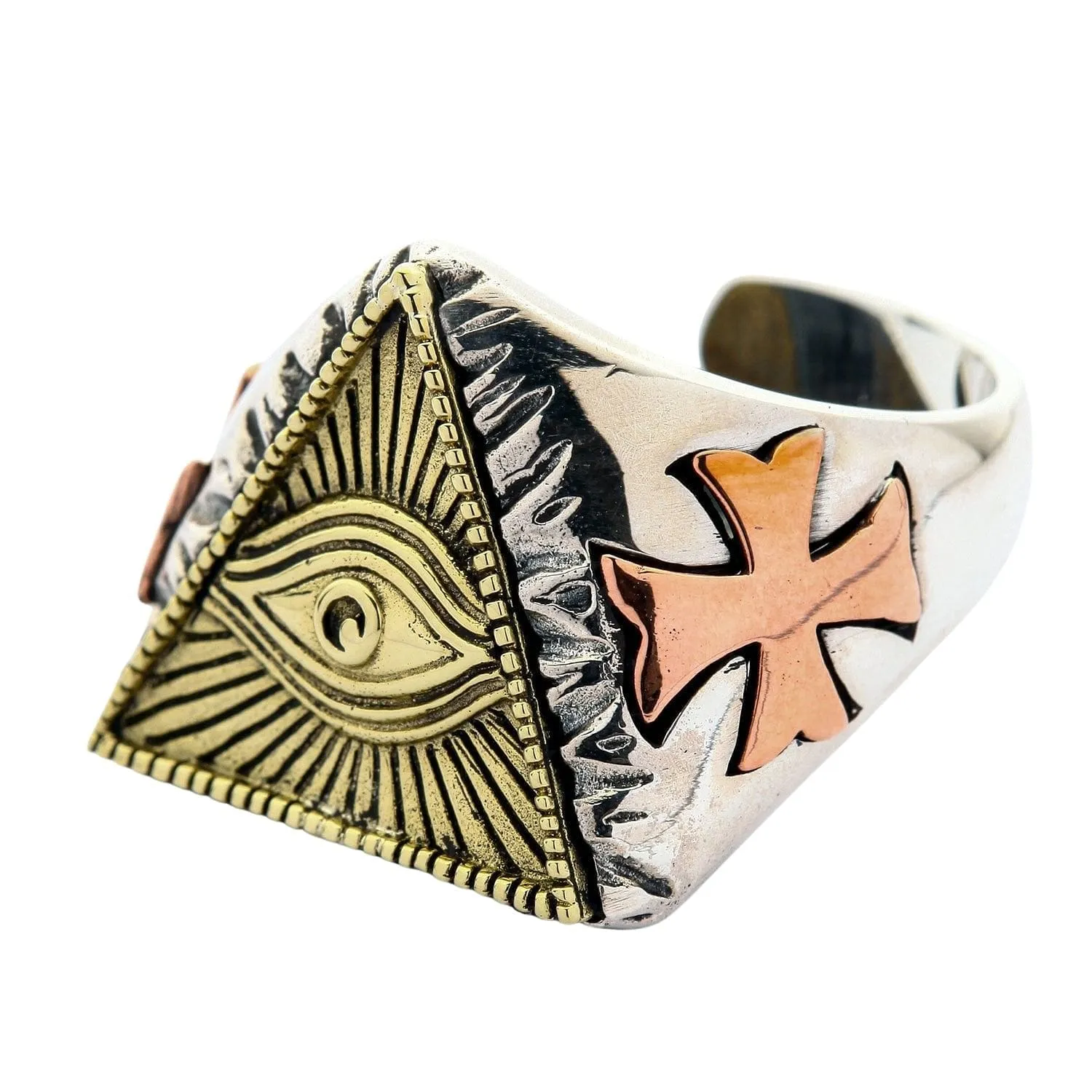 Eye of Providence Brass Sterling Silver Ring