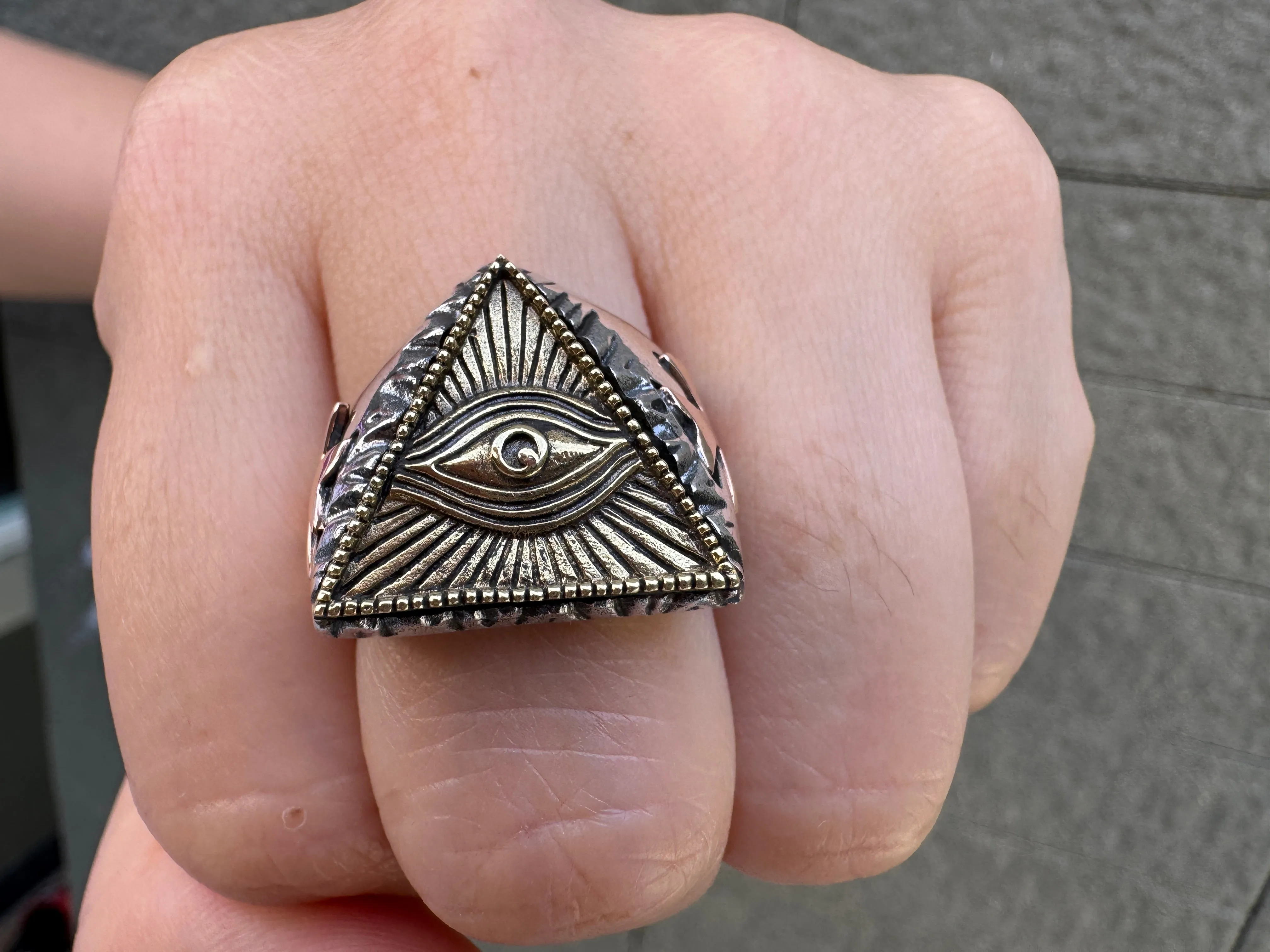 Eye of Providence Brass Sterling Silver Ring