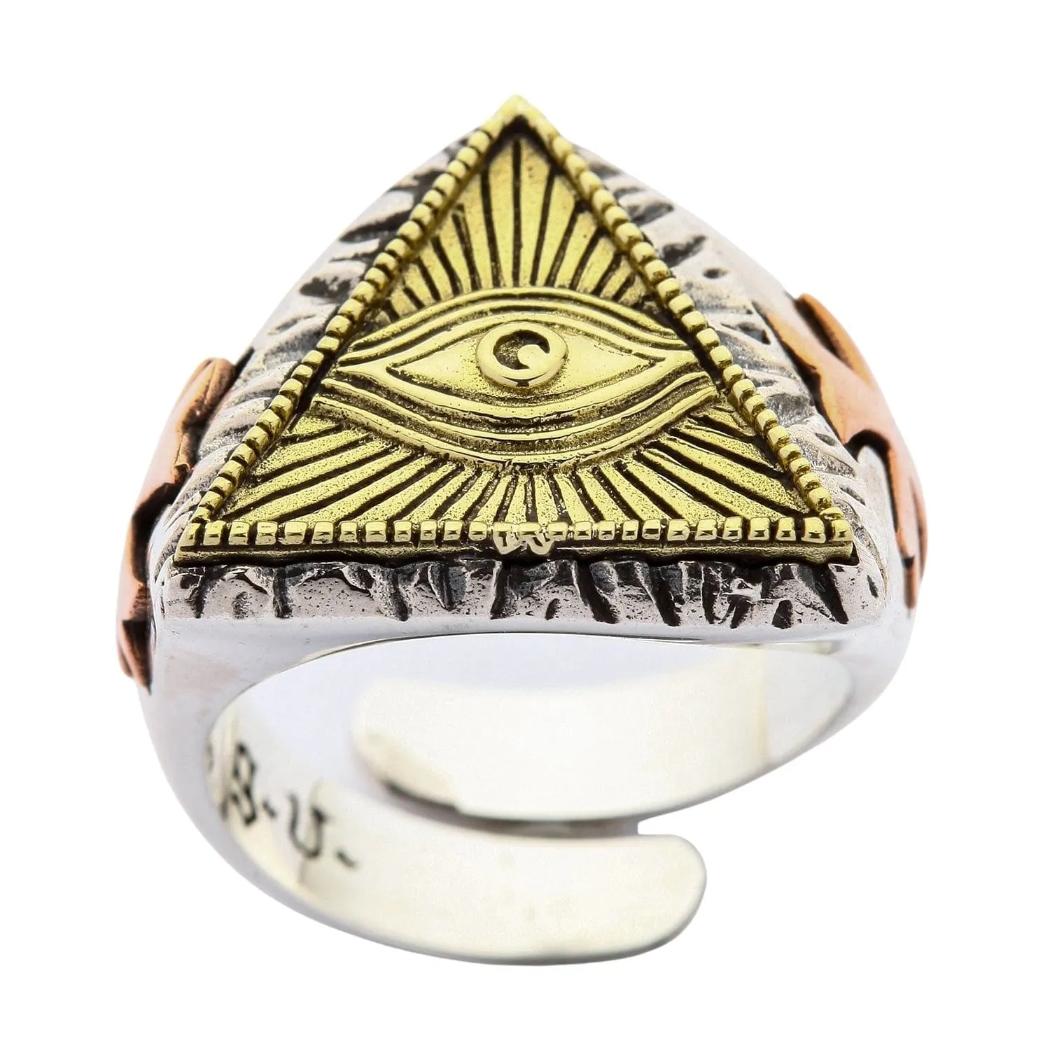 Eye of Providence Brass Sterling Silver Ring
