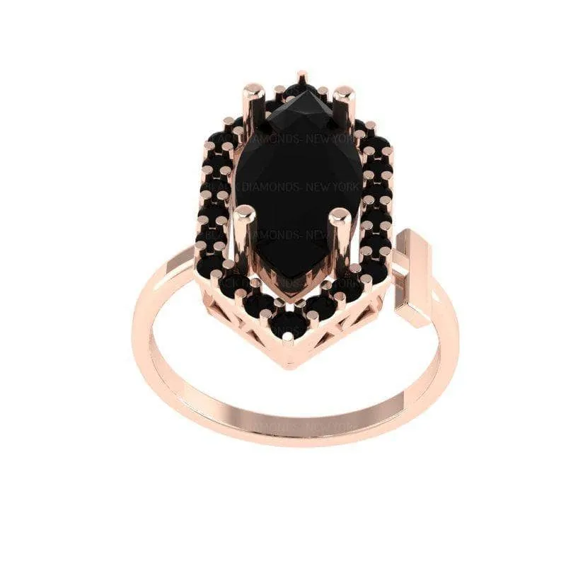Fate- 1 Carat Black Diamond Victorian Gothic Ring
