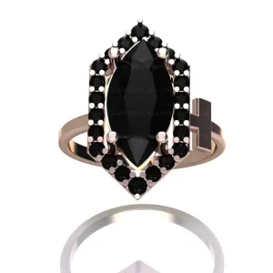Fate- 1 Carat Black Diamond Victorian Gothic Ring