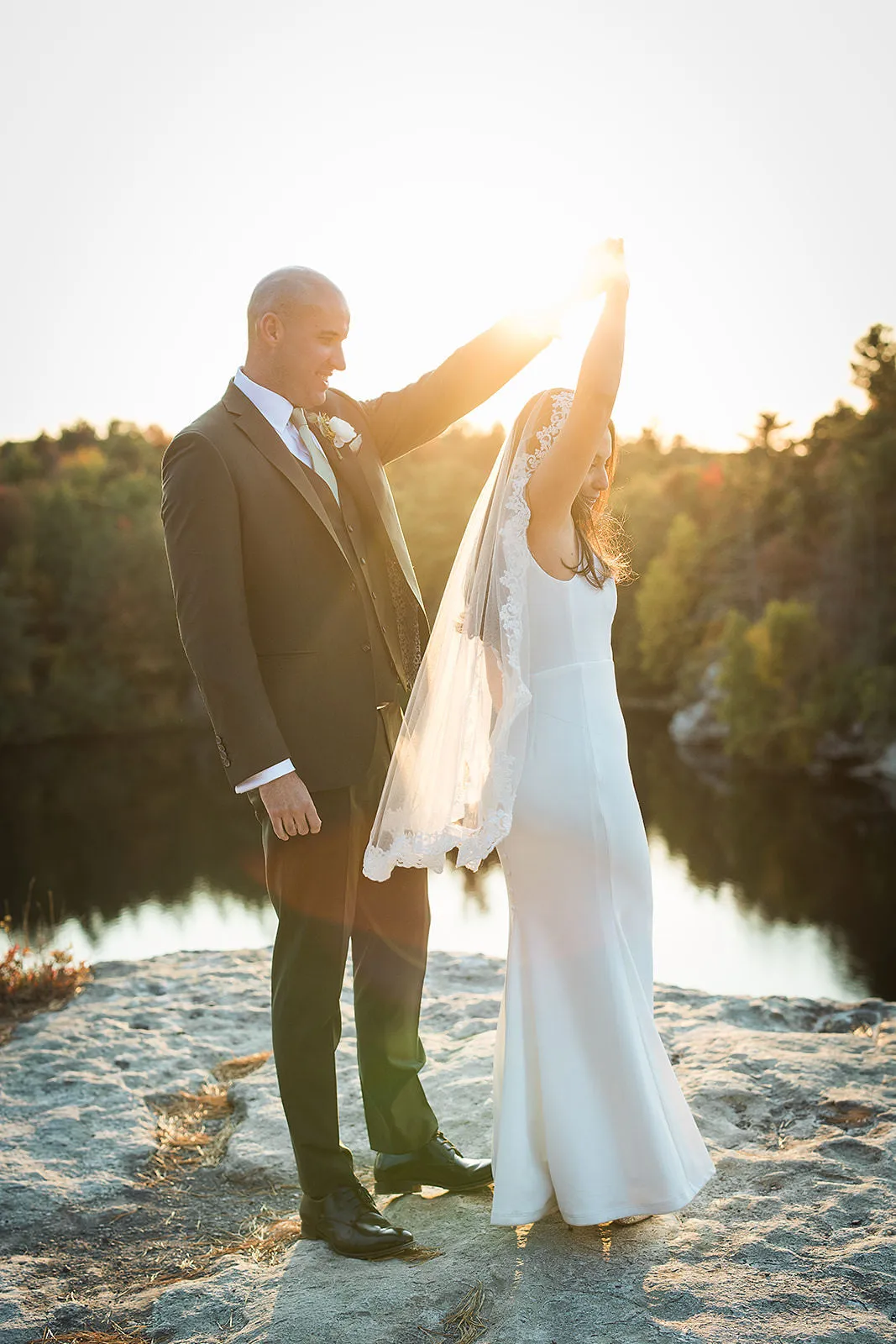 Fingertip Length Mantilla Wedding Veil with Lace Trim, Mid Length Bridal Veil