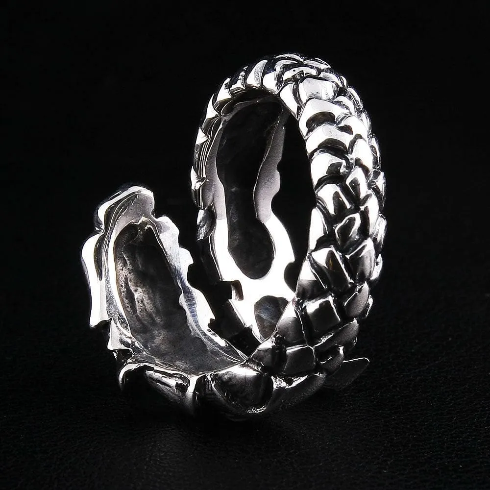 Flame Dragon Tattoo Sterling Silver Gothic Ring