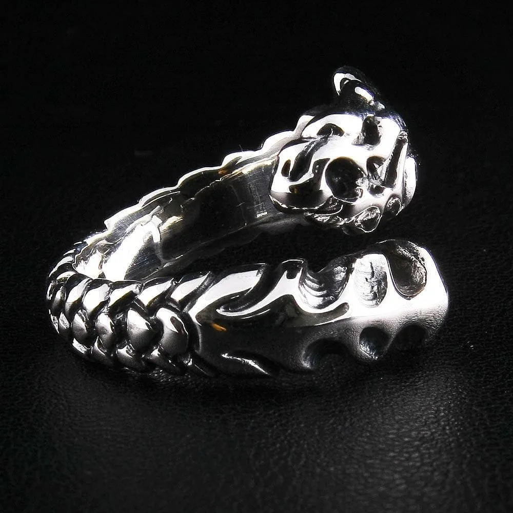 Flame Dragon Tattoo Sterling Silver Gothic Ring