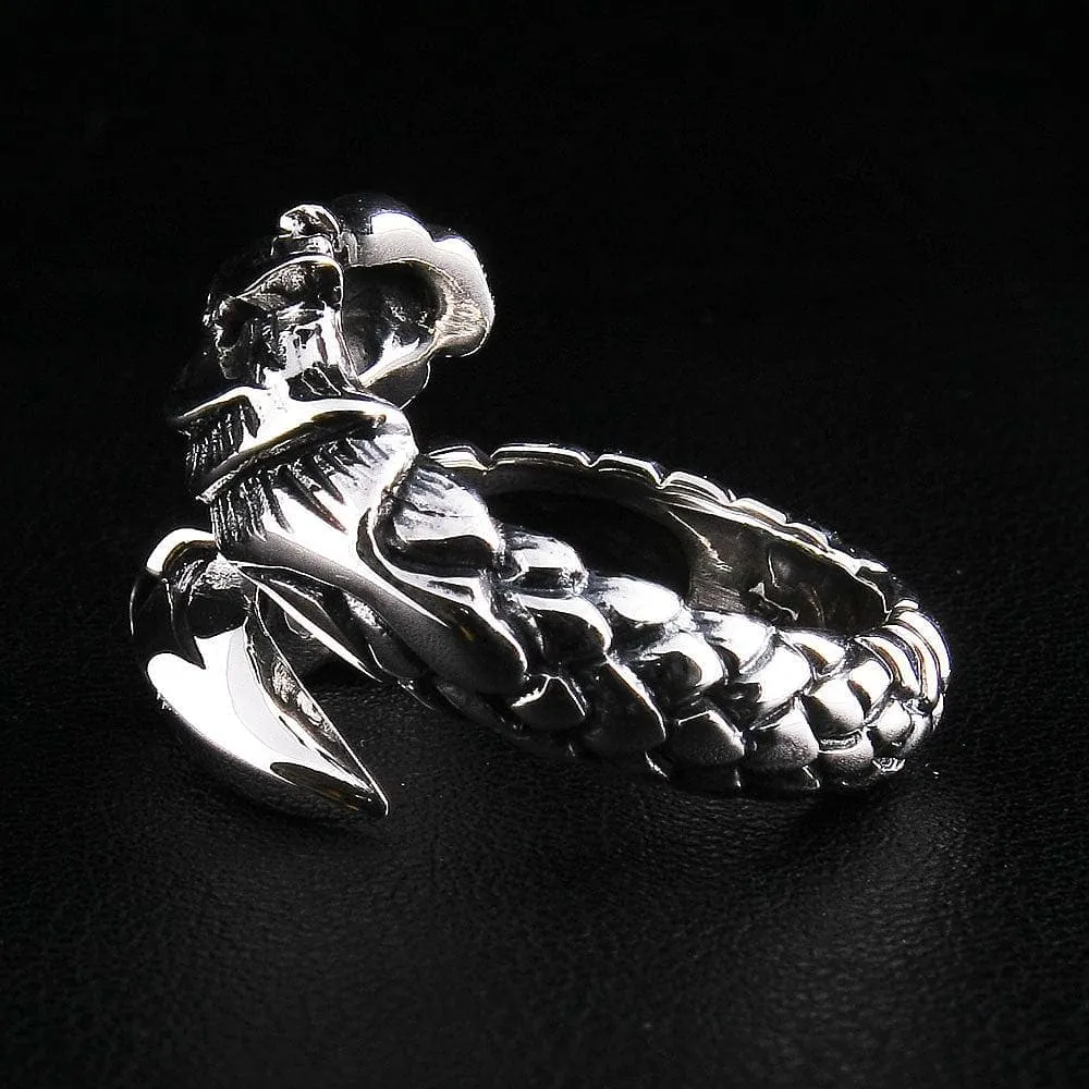 Flame Dragon Tattoo Sterling Silver Gothic Ring