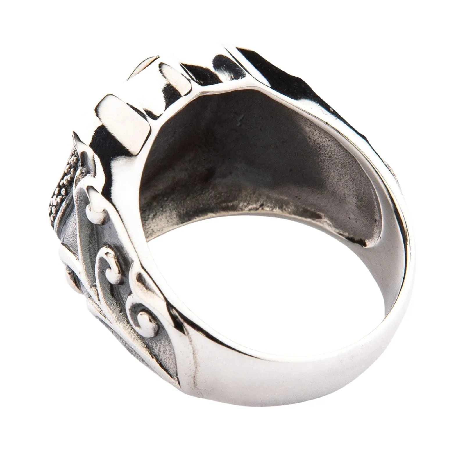 Fleur De Lis Sterling Silver Biker Ring
