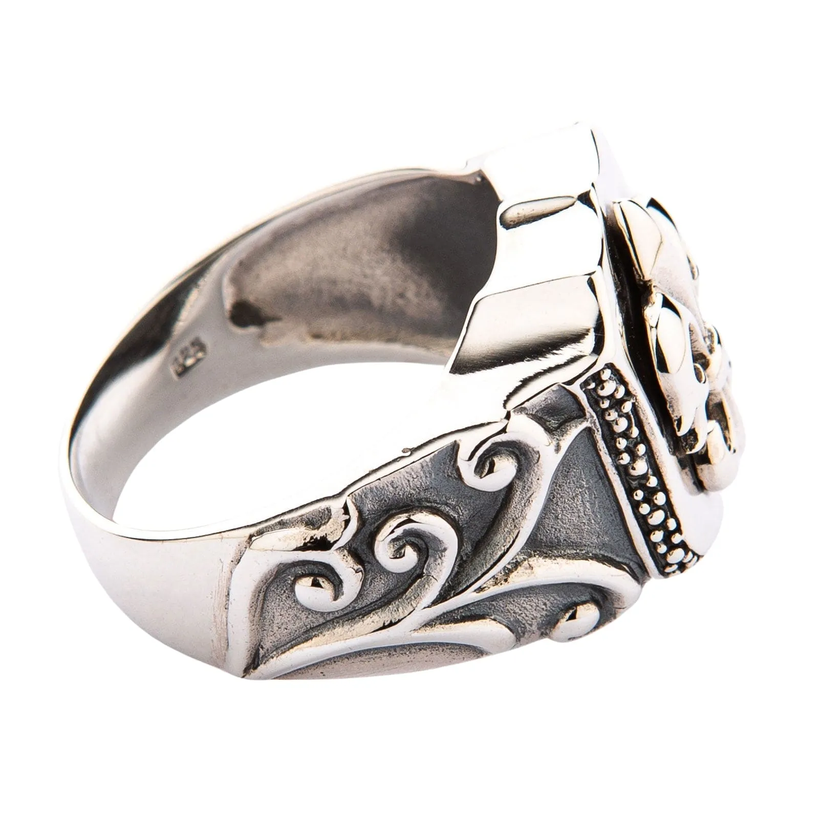 Fleur De Lis Sterling Silver Biker Ring