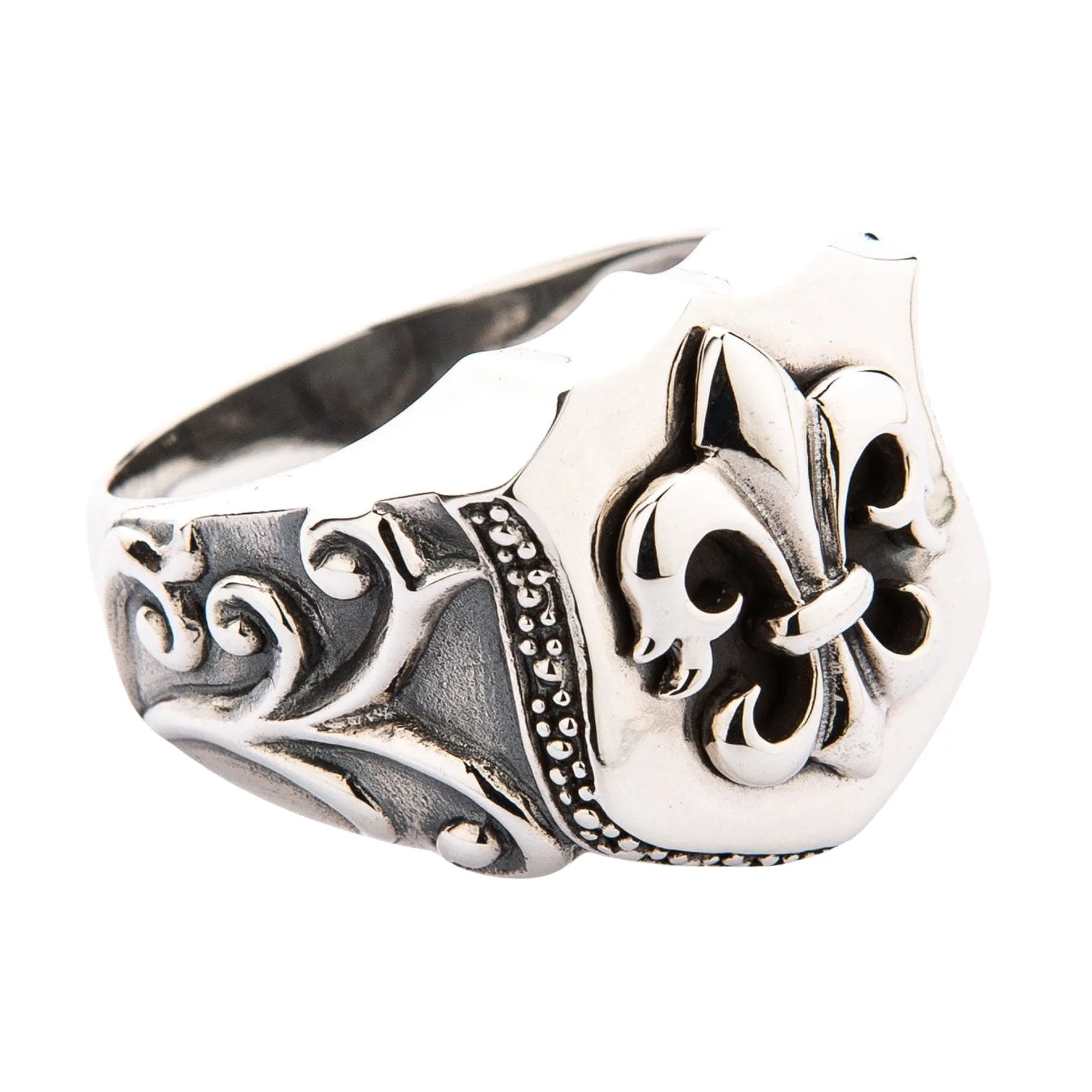 Fleur De Lis Sterling Silver Biker Ring