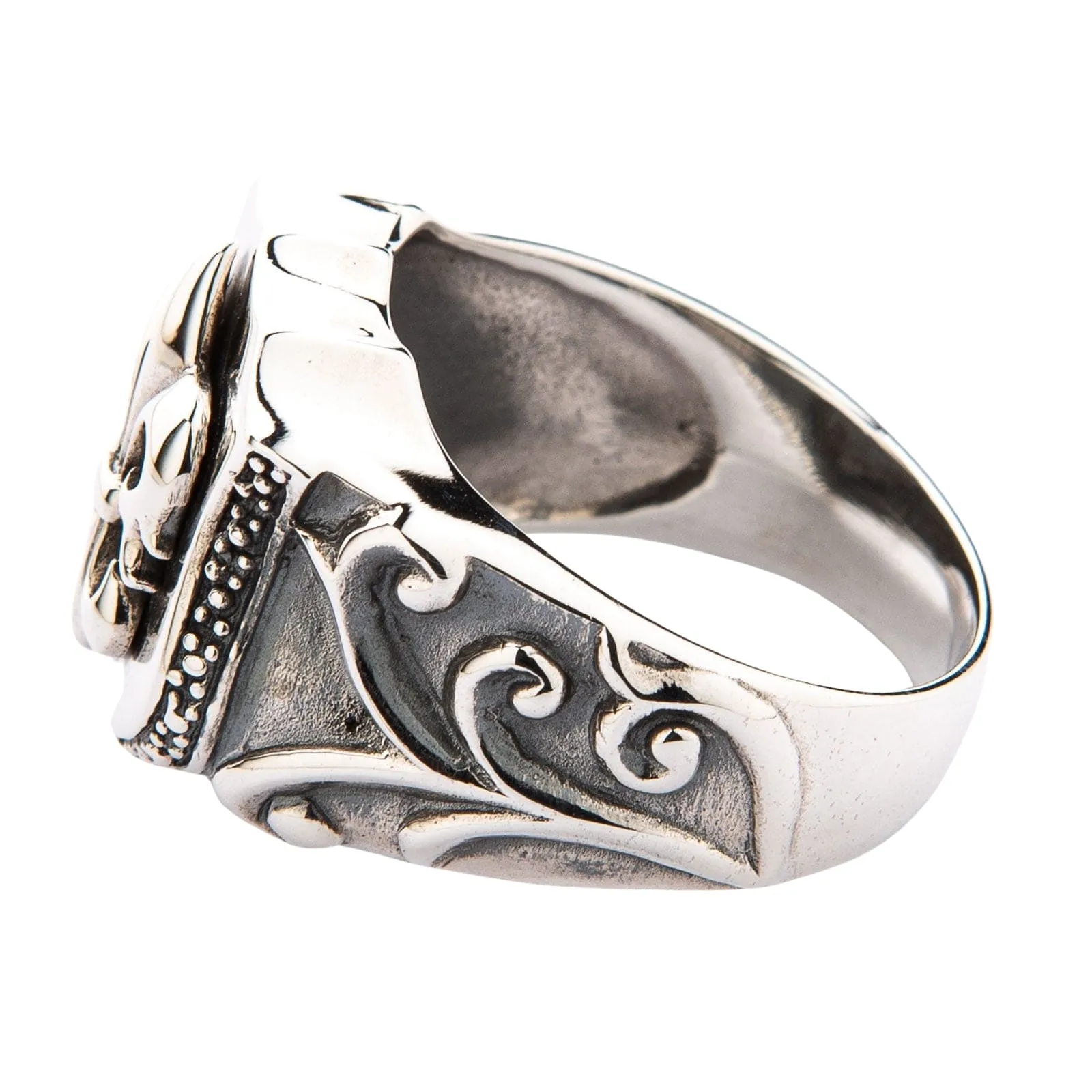 Fleur De Lis Sterling Silver Biker Ring