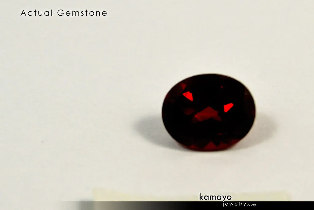 GARNET RING - 10x8mm Red Garnet Ring for Women