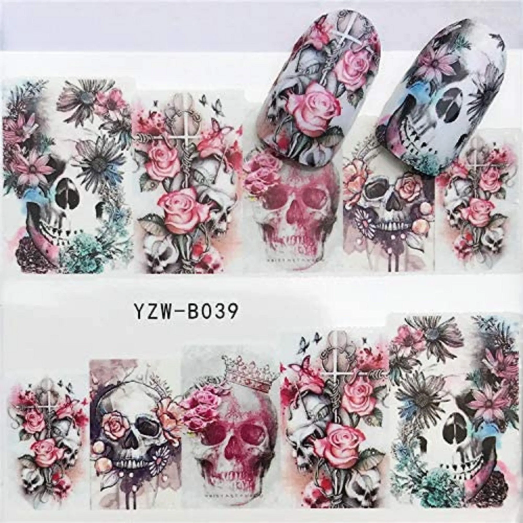 Ghost | skull | water transfer | nail art stickers | halloween | gothic | day of the dead | 20 sheets  nail art decals | dia de los muertos