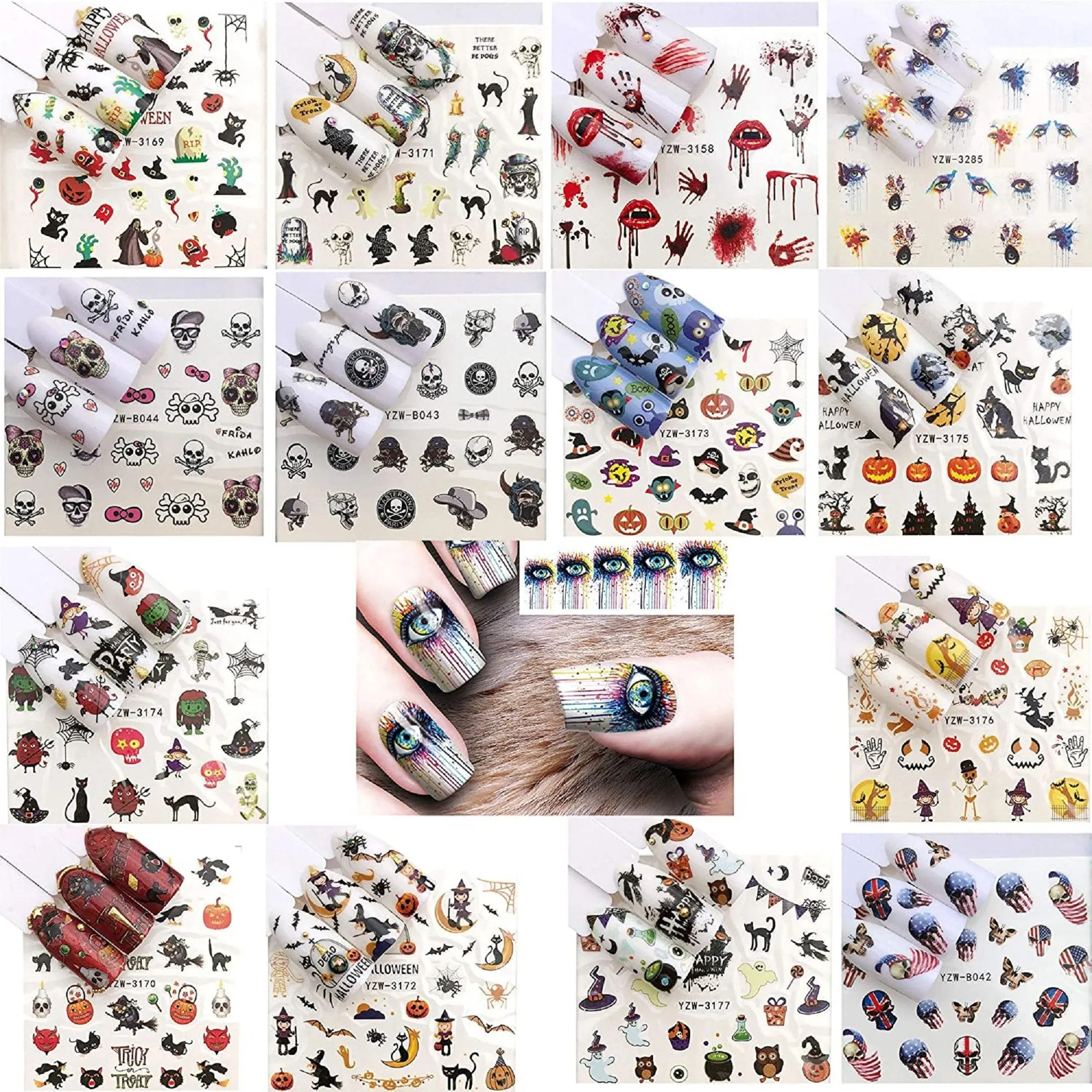 Ghost | skull | water transfer | nail art stickers | halloween | gothic | day of the dead | 20 sheets  nail art decals | dia de los muertos