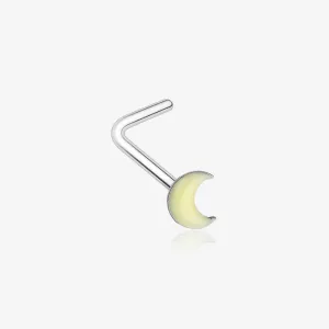Glow in the Dark Crescent Moon L-Shaped Nose Ring