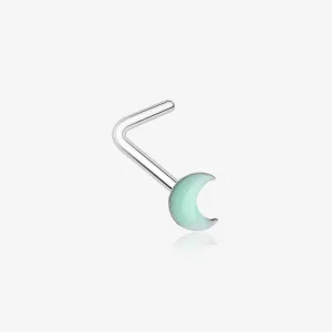 Glow in the Dark Crescent Moon L-Shaped Nose Ring