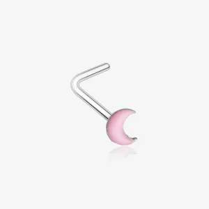Glow in the Dark Crescent Moon L-Shaped Nose Ring