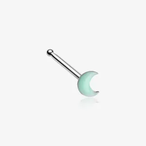 Glow in the Dark Crescent Moon Nose Stud Ring
