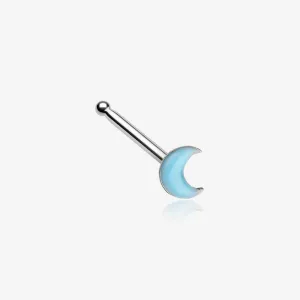 Glow in the Dark Crescent Moon Nose Stud Ring