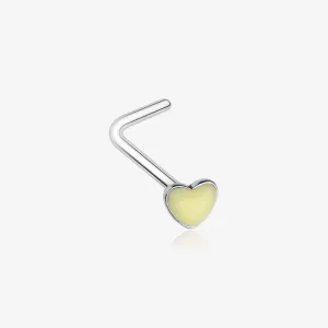 Glow in the Dark Heart L-Shaped Nose Ring