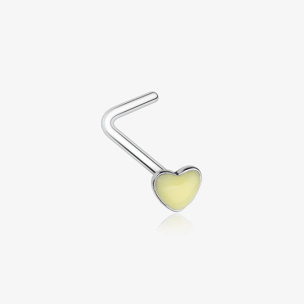 Glow in the Dark Heart L-Shaped Nose Ring