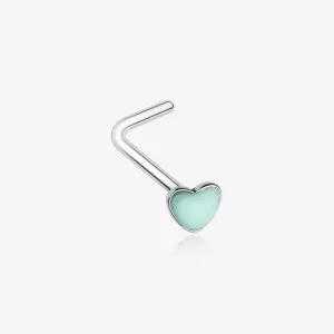 Glow in the Dark Heart L-Shaped Nose Ring