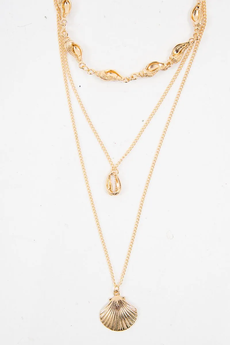 Gold Shell Detail Layered Necklace - Lalia