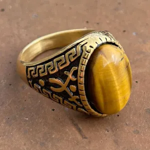 Gold-tone 'Cat's Eye' Stainless Steel Ring (#739Gold)
