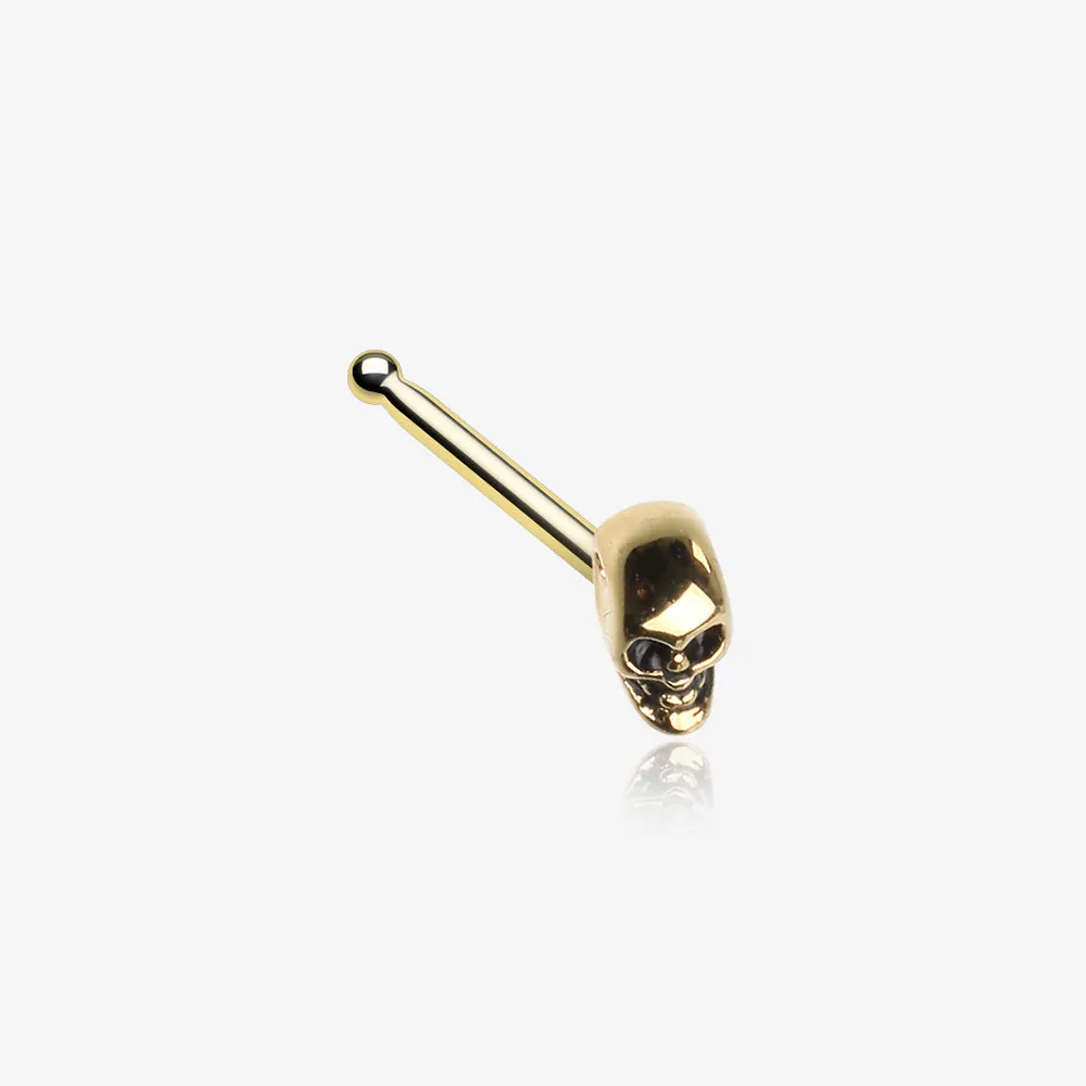 Golden Death Skull Head Nose Stud Ring