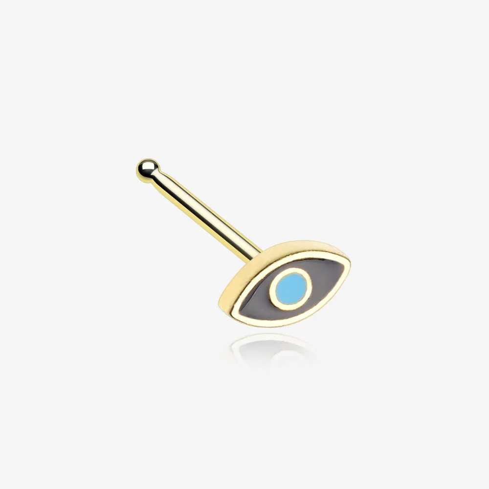 Golden Evil Eye Nose Stud Ring