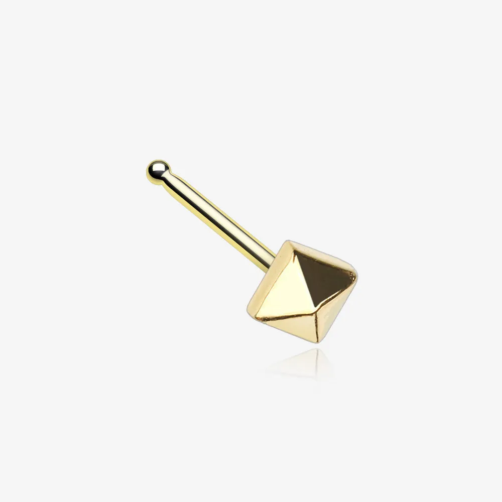 Golden Geo Pyramid Nose Stud Ring
