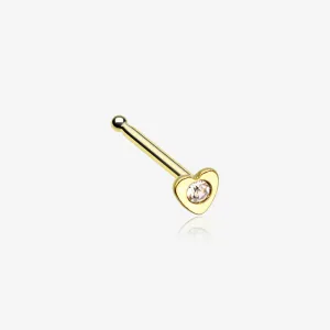Golden Heart Icon Sparkle Nose Stud Ring