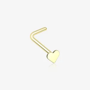 Golden Heart L-Shaped Nose Ring