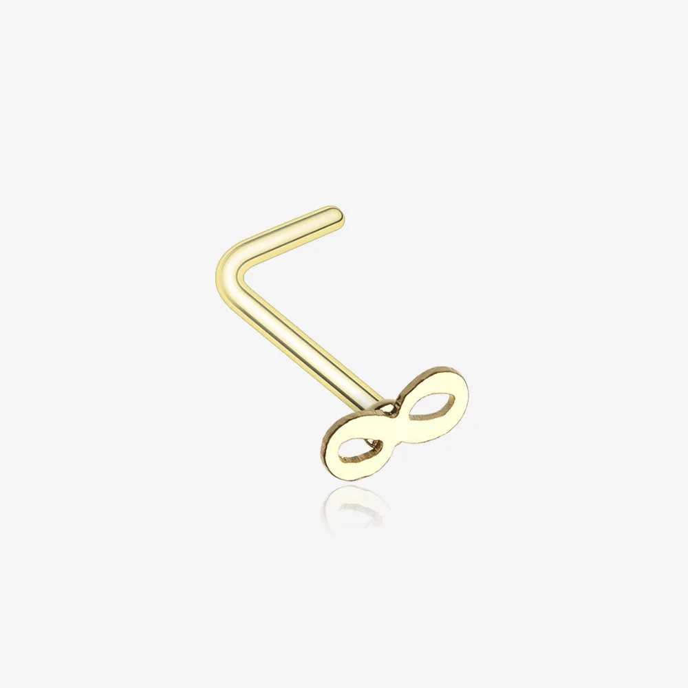 Golden Infinity Loop L-Shaped Nose Ring