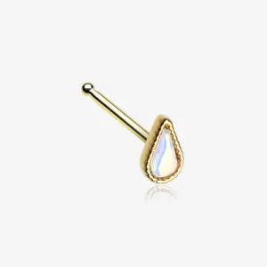 Golden Iridescent Revo Teardrop Sparkle Nose Stud Ring