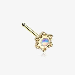 Golden Iridescent Snowflake Sparkle Nose Stud Ring