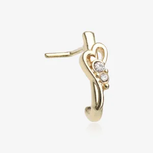 Golden Journey Heart Sparkle L-Shaped Nose Hoop Ring