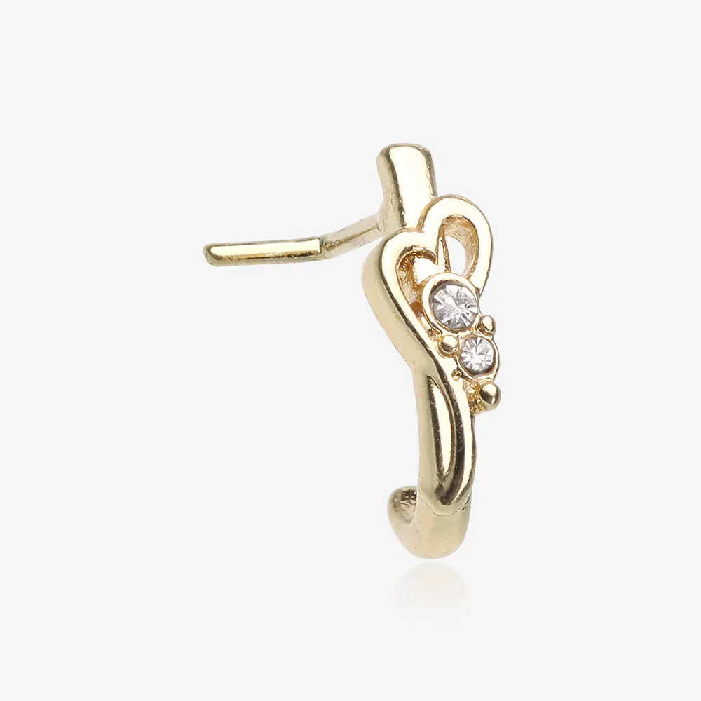 Golden Journey Heart Sparkle L-Shaped Nose Hoop Ring