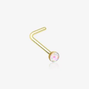 Golden Opal Sparkle L-Shaped Nose Ring