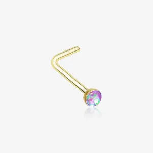 Golden Opal Sparkle L-Shaped Nose Ring