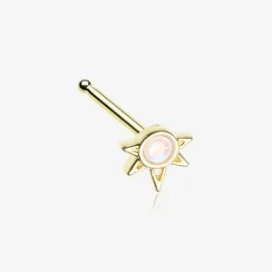 Golden Opalescent Sparkle Starburst Nose Stud Ring