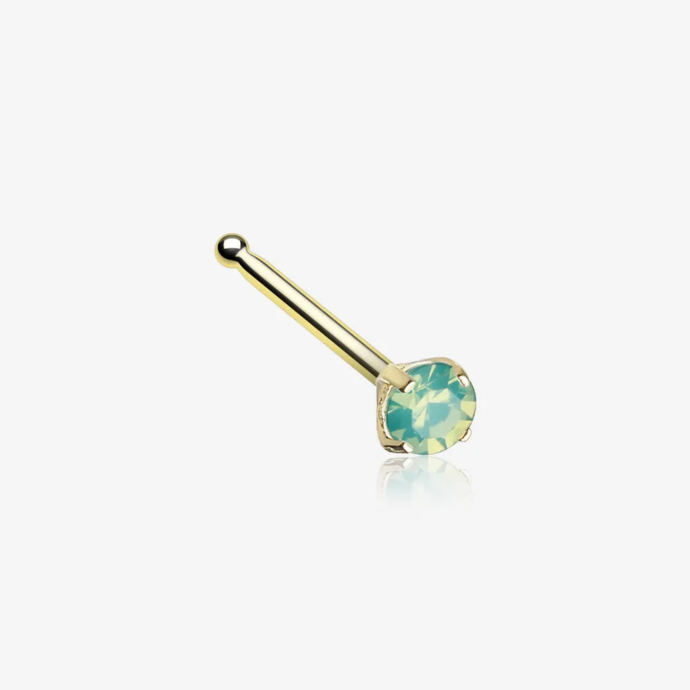 Golden Opalite Sparkle Prong Set Nose Stud Ring