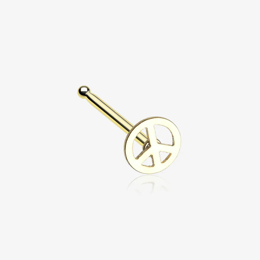Golden Peace Icon Nose Stud Ring