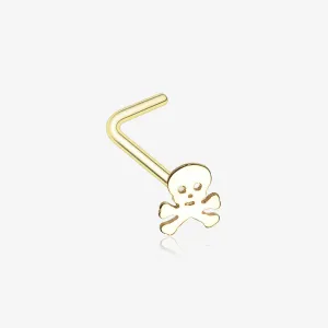 Golden Pirate Skull L-Shaped Nose Ring