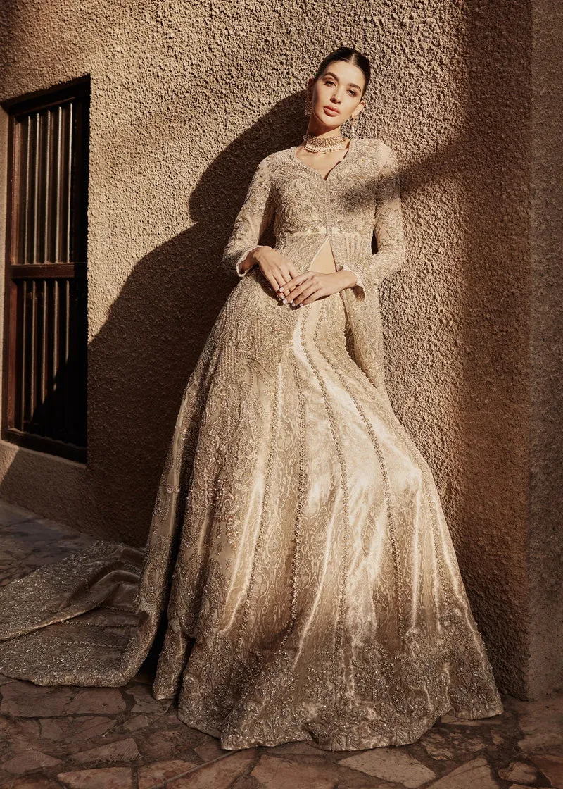 Golden Skin Lehenga Gown Pakistani Wedding Dresses